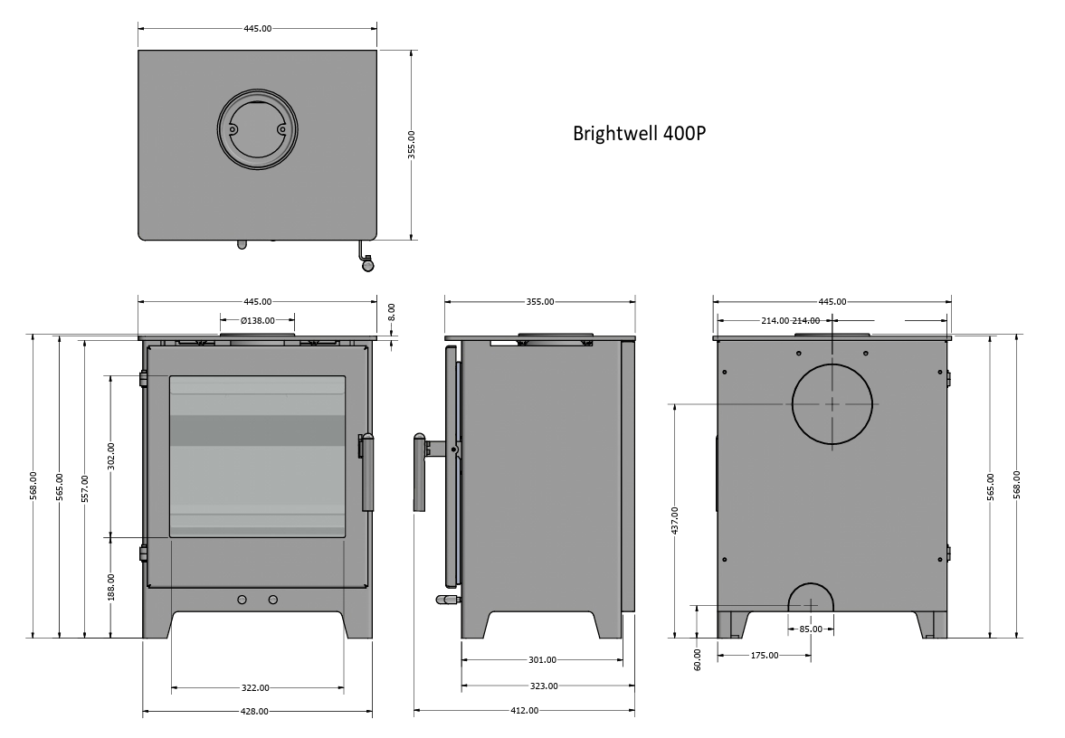 Brightwell 400P (4.6kW) Wood Burning Stove