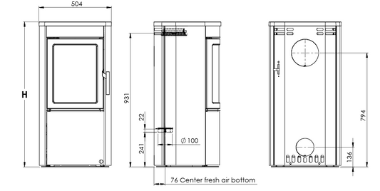 Heta Scan-line 500 Wood Burning Stove