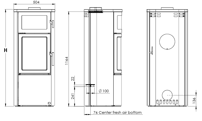 Heta Scan-line 520B (6.1kW) Wood Burning Stove