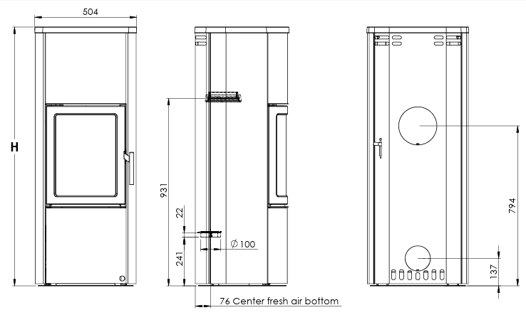 Heta Scan-line 590 Including 2 Thermostones (6.1kW) Wood Burning Stove