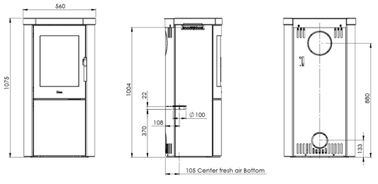 Heta Scan-line 800 Complete Blackwood Wood Burning Stove
