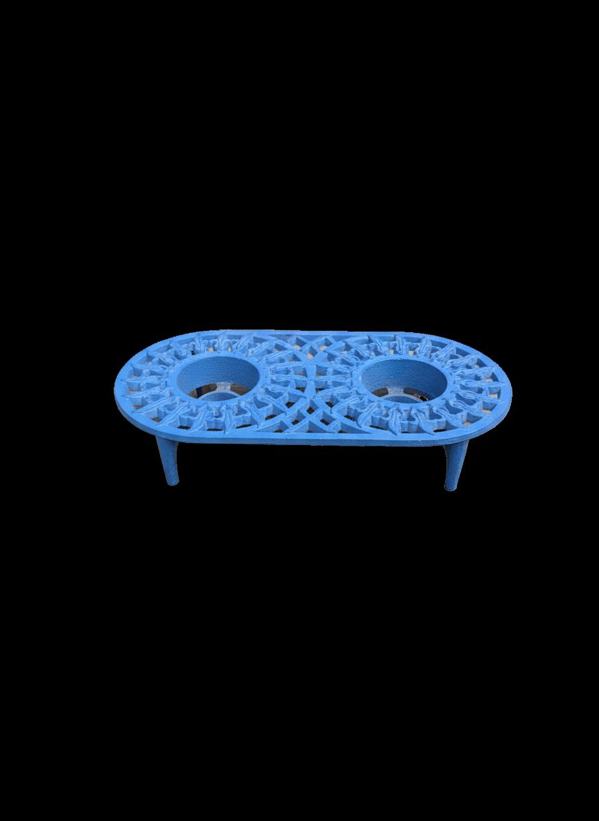 Light Blue Double Pot Stand Cast Iron Table Base