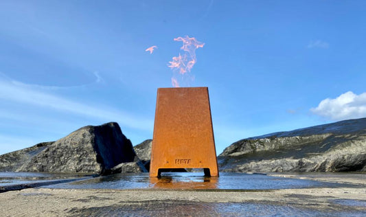 Heta Quad Outdoor Pellet Burner in Corten Steel - No / No