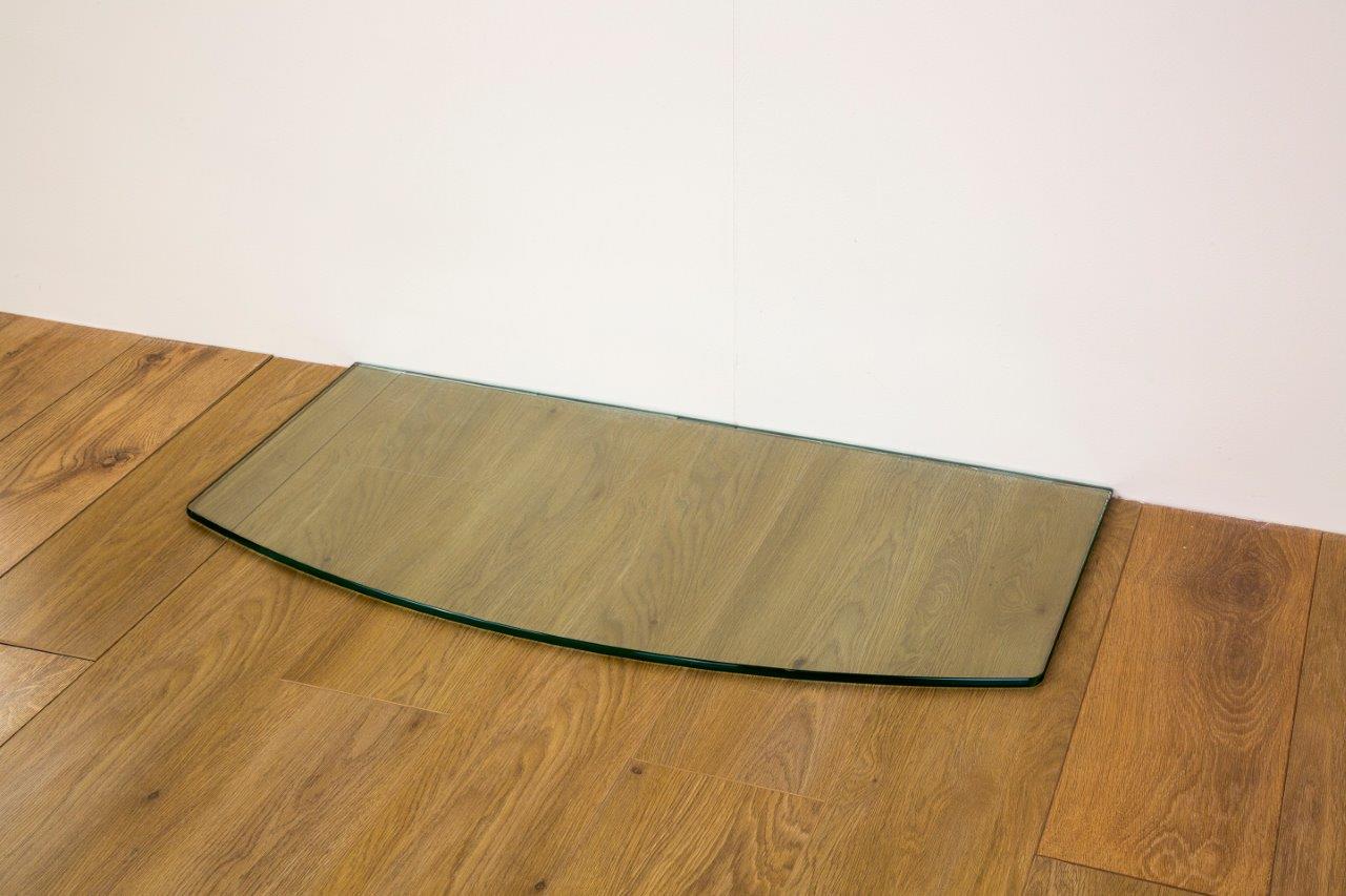 1000mm x 500mm x 12mm D-Shaped Clear Glass Hearth
