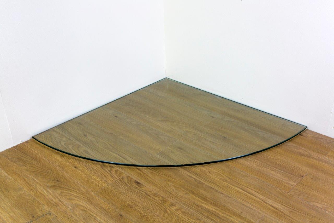 1100mm x 1100mm x 12mm Quadrant Clear Glass Hearth