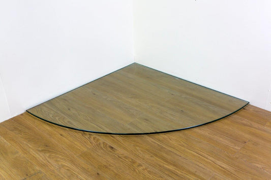 1100mm x 1100mm x 12mm Quadrant Clear Glass Hearth