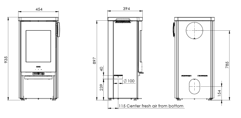Heta Icon-line Eclipse Complete Soapstone (4.9kW) Wood Burning Stove