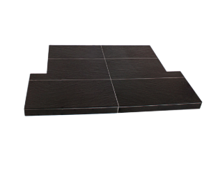 Black Riven Slate Effect Tiled Hearth - 1200mm x 381mm & 950mm x 460mm T Shape