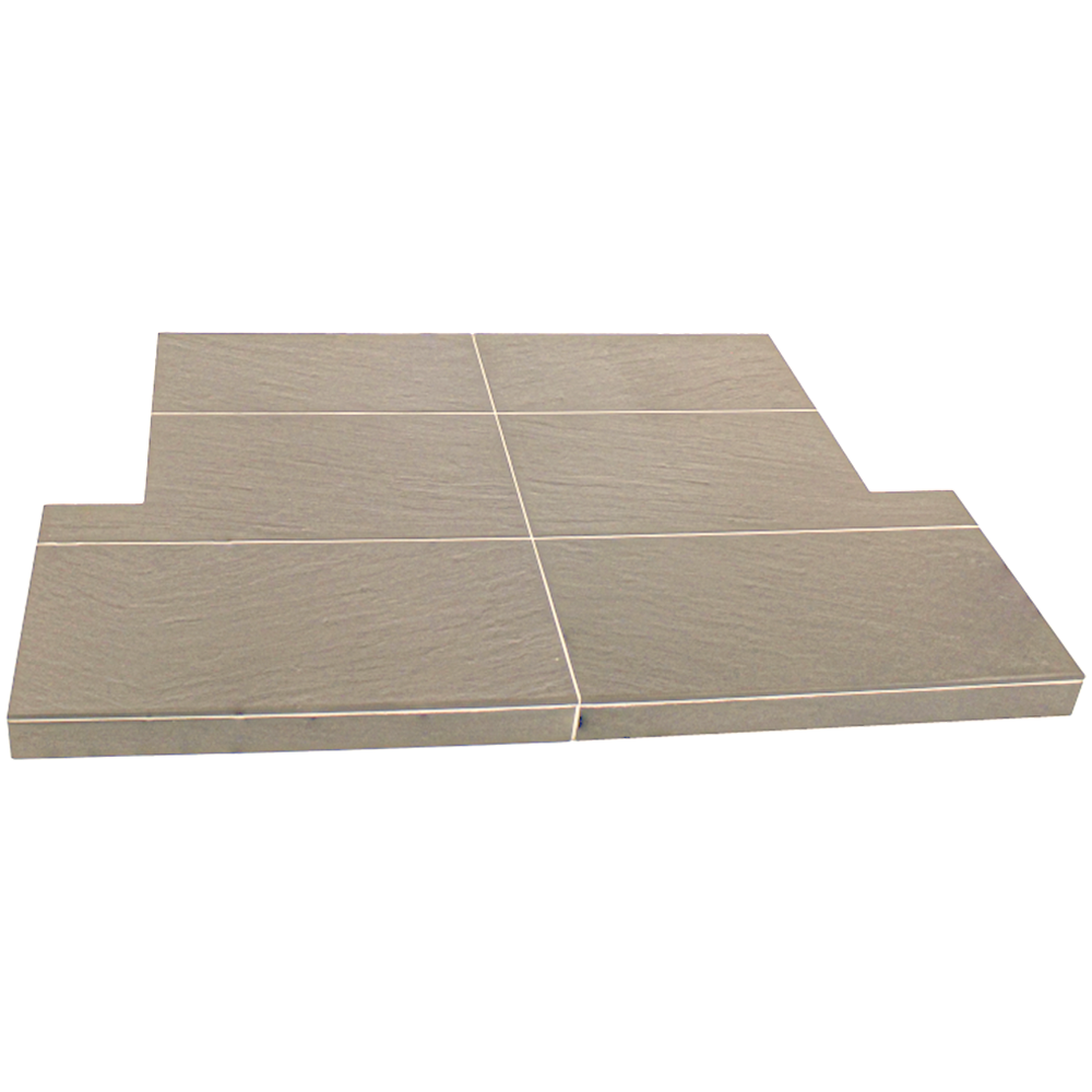 Buff Riven Slate Effect Tiled Hearth - 1200mm x 381mm & 950mm x 460mm T Shape