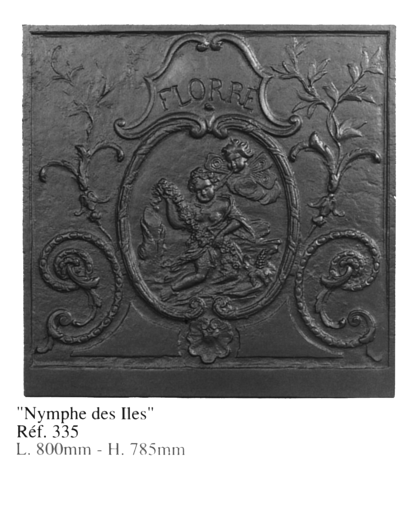 FFB335 80cm x 78.5cm Island Nymph Cast Iron Fireback