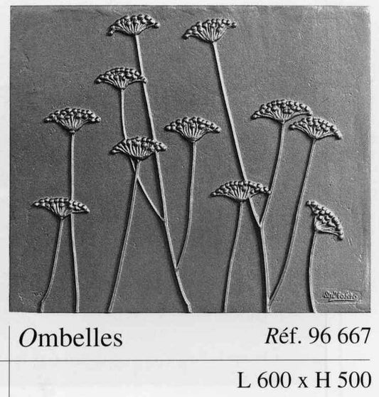 FFB0667 60cm x 50cm Ombelles Cast Iron Fireback