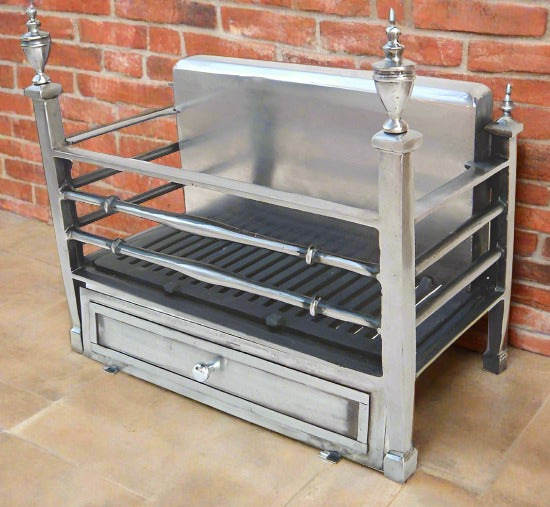 AT030P Neo-classical fire basket polished 22" x-11" x 19"