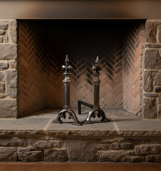 FB102/P 23" Large Gothic Firedogs (Polished)