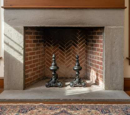 FB104/p Cherub firedogs polished