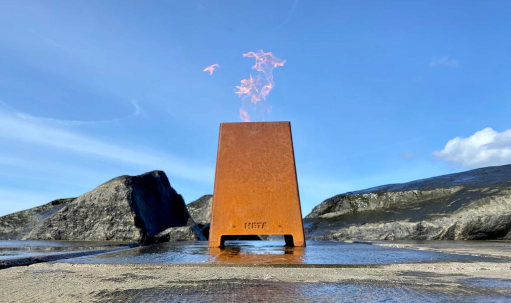 Quad outdoor pellet burner in Corten Steel