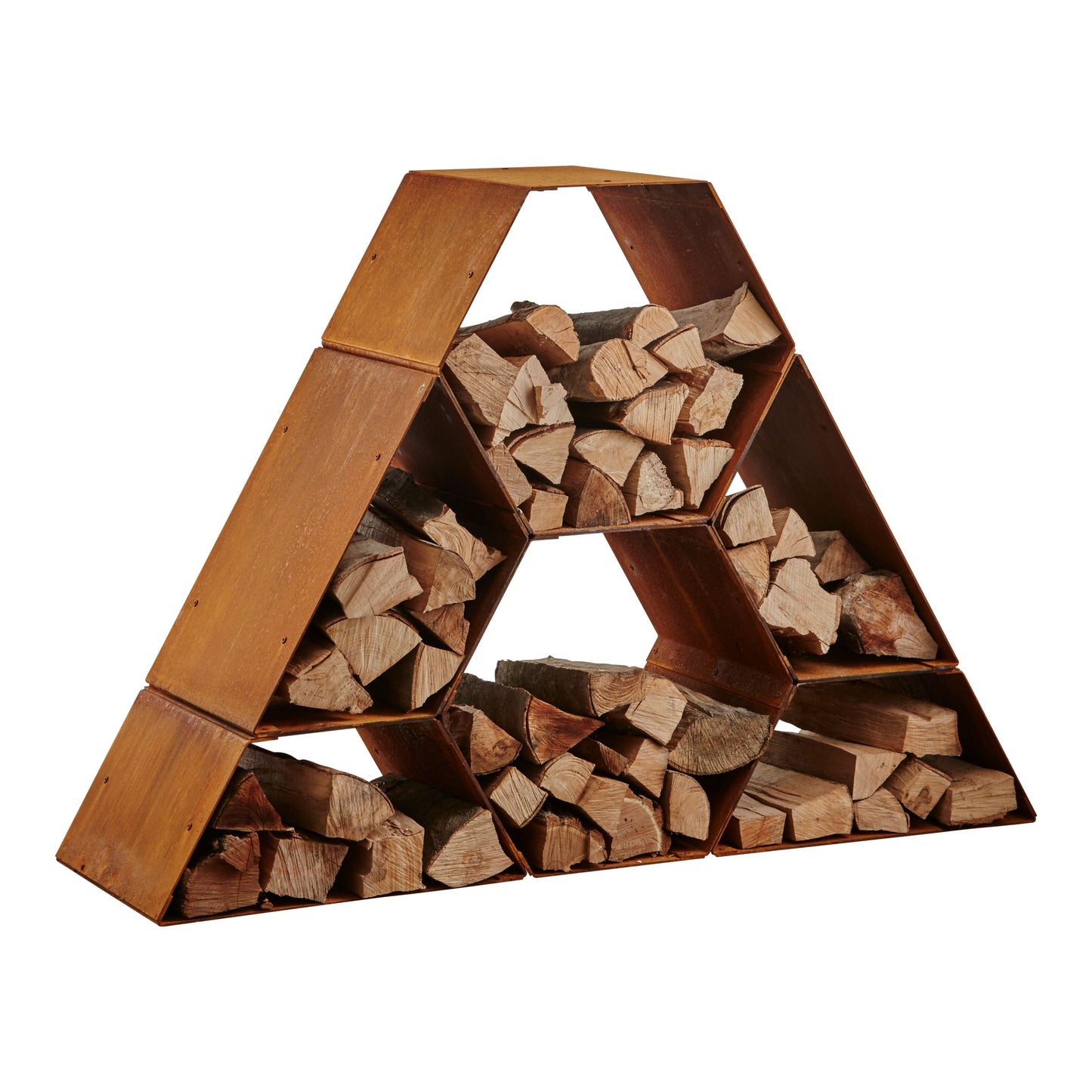 Trapezoidal and Hexagon wood storage in Corten Steel