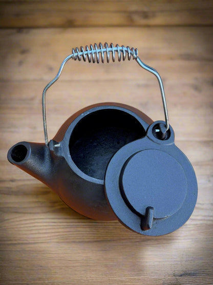 Cast iron kettle with coil handle