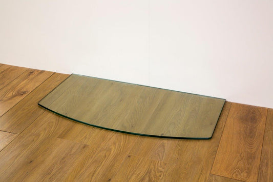 1000mm x 500mm x 12mm D-Shaped Clear Glass Hearth