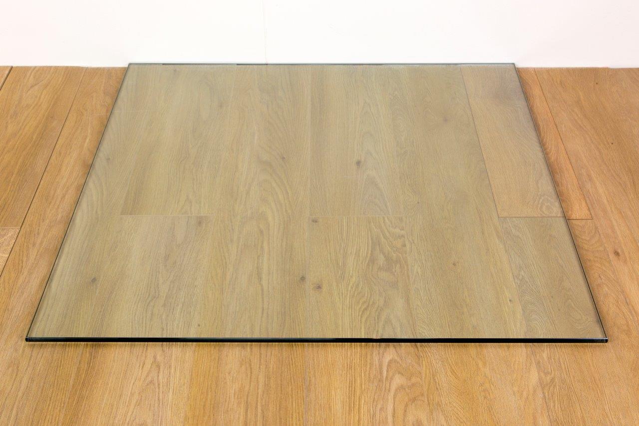 1000mm x 1000mm x 12mm Square Clear Glass Hearth