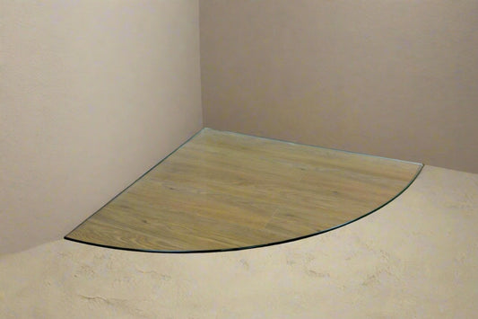 1100mm x 1100mm x 12mm Quadrant Clear Glass Hearth