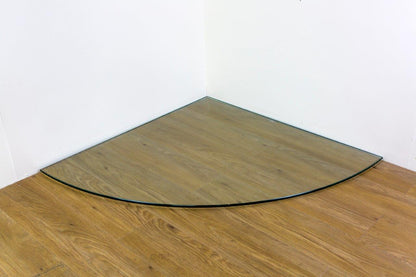 1100mm x 1100mm x 12mm Quadrant Clear Glass Hearth