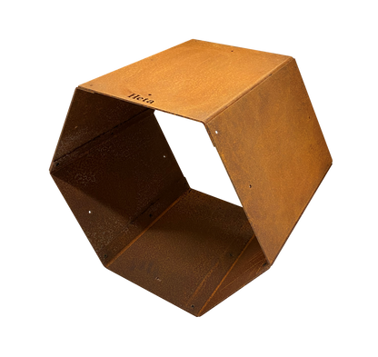 Trapezoidal and Hexagon wood storage in Corten Steel